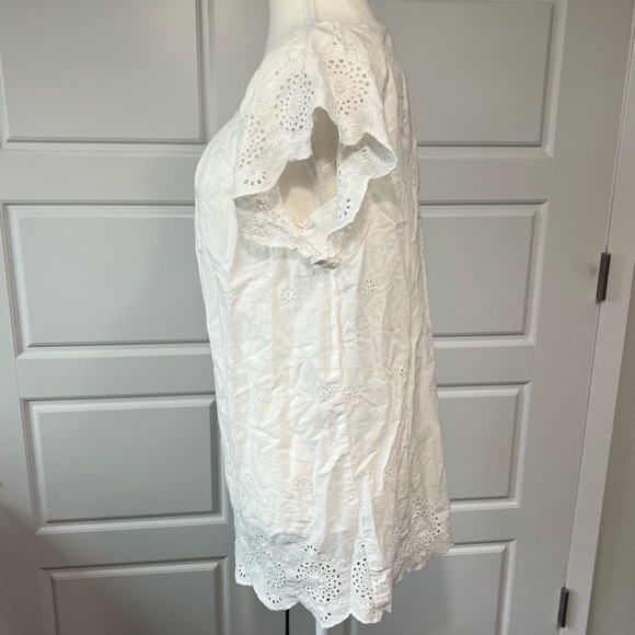 Gap Eyelet Dress White Short Sleeve Casual Summer‎ Beach Maternity Blouse XS - Picture 4 of 7